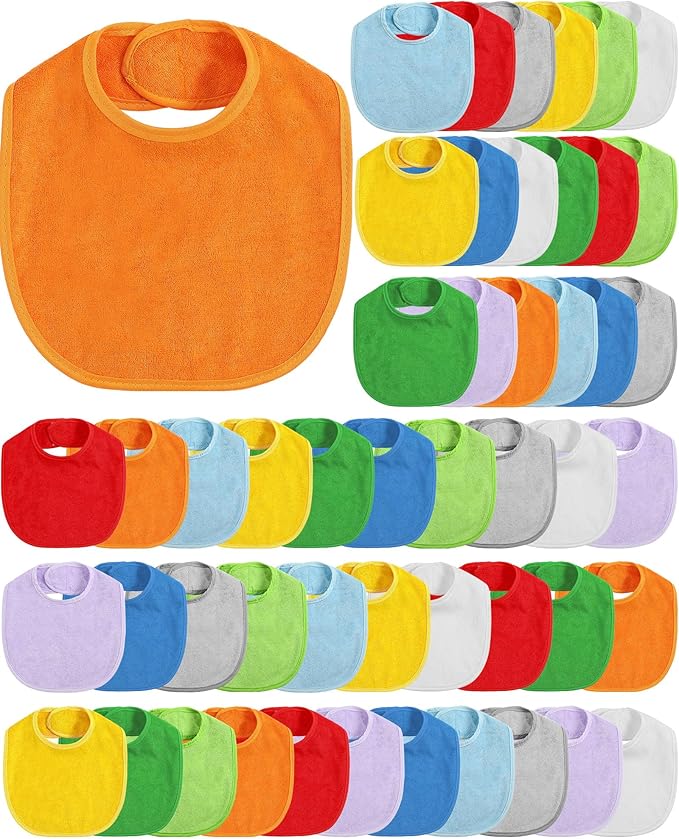 JaGely 30 Pack Baby Muslin Bandana Bibs Multicolor Solid Unisex Waterproof Feeder Adjustable Newborn Teething and Drooling