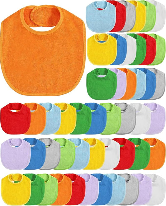 JaGely 30 Pack Baby Muslin Bandana Bibs Multicolor Solid Unisex Waterproof Feeder Adjustable Newborn Teething and Drooling