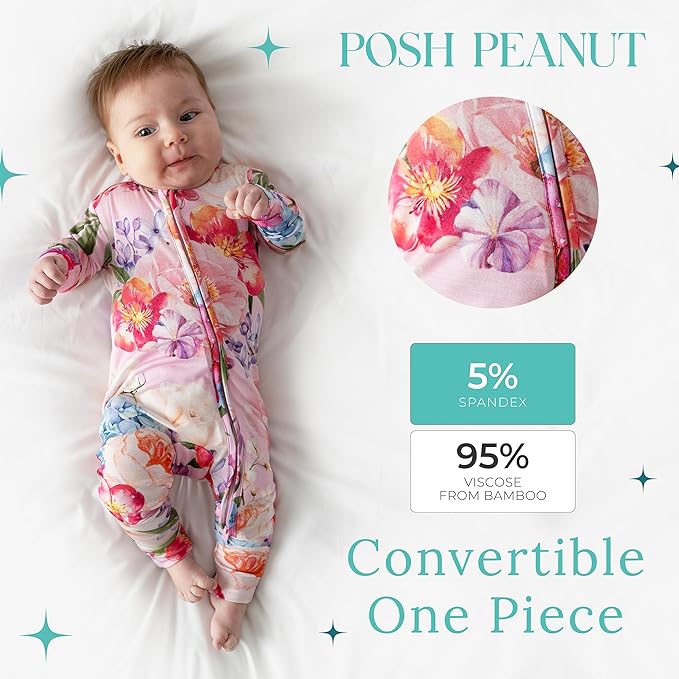 Posh Peanut Convertible Baby Sleepers - Girls Footless Baby Pajamas with 2 Way Zipper for Easy Diaper Changes