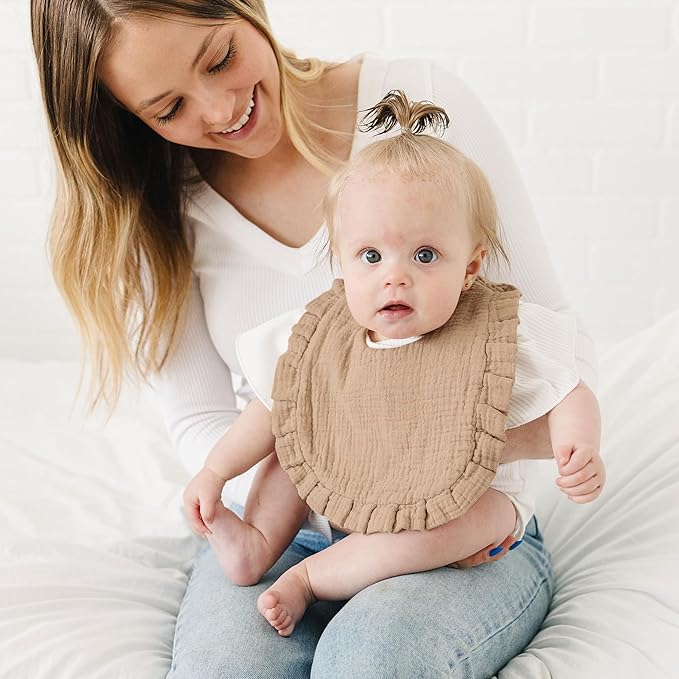 8-Pack Muslin Baby Bandana Drool Bibs for Unisex Girls & Boys – 100% Cotton Bibs, Soft & Absorbent Teething and Drooling Essentials for Newborns