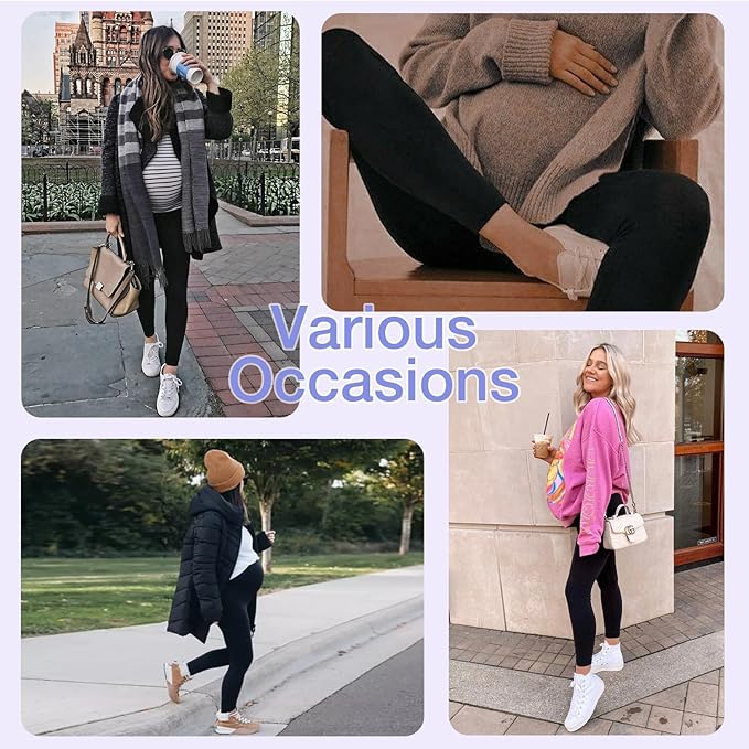 GROTEEN 3 Pack Women's Maternity Leggings with Pockets Over The Belly Workout Yoga Pregnancy Pants