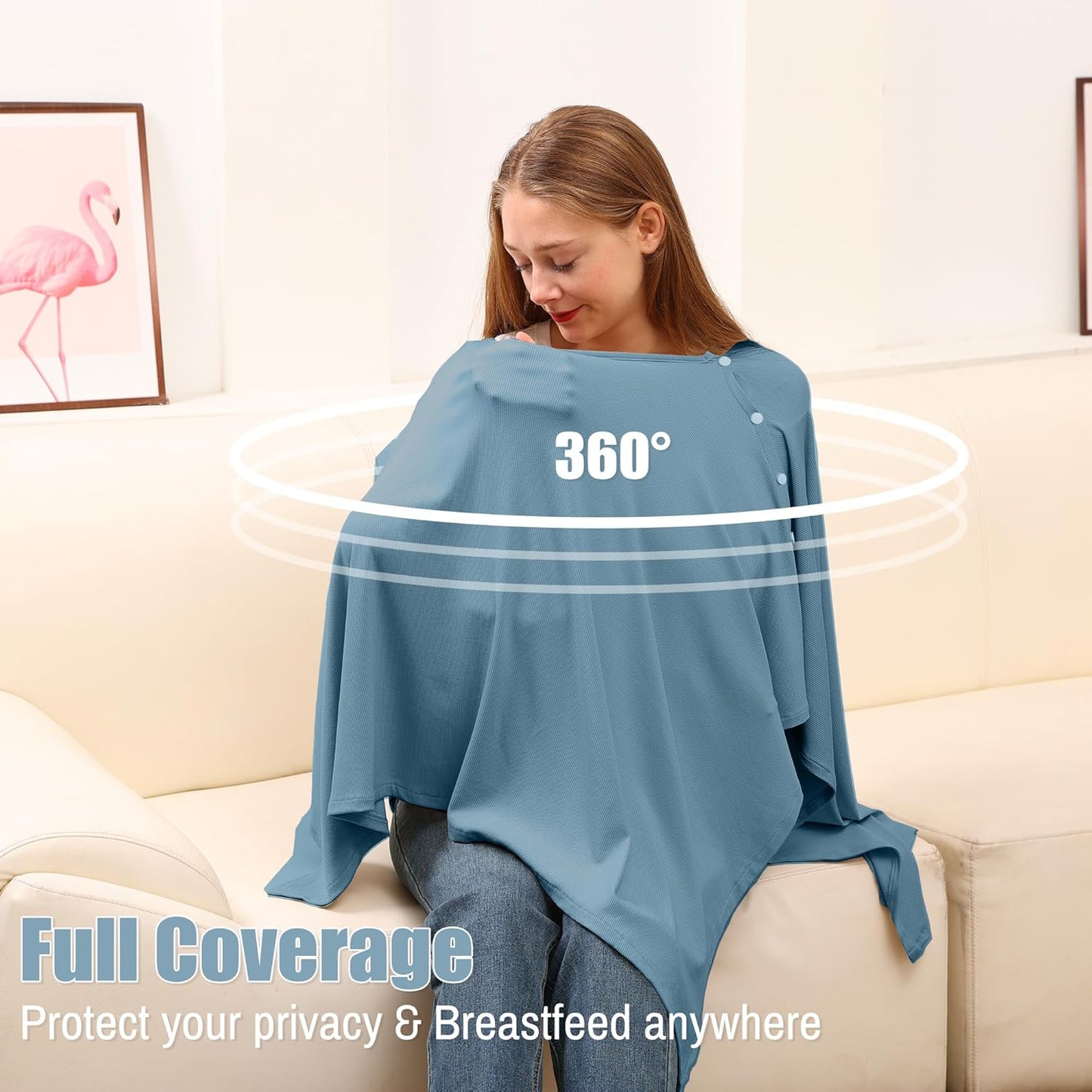 Nursing Cover for Breastfeeding- Viscose from Bamboo Ribbed Covers for Baby Breast Feeding, Full Coverage Privacy, Soft & Breathable Nursing Covers, Multi-Use Shawl Car Seat Cover