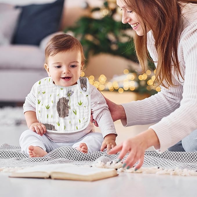 Zainpe 20Pcs Snap Muslin Cotton Baby Bibs Soft Absorbent Adjustable Burp Cloths for Newborns Drooling Feeding Teething Eating