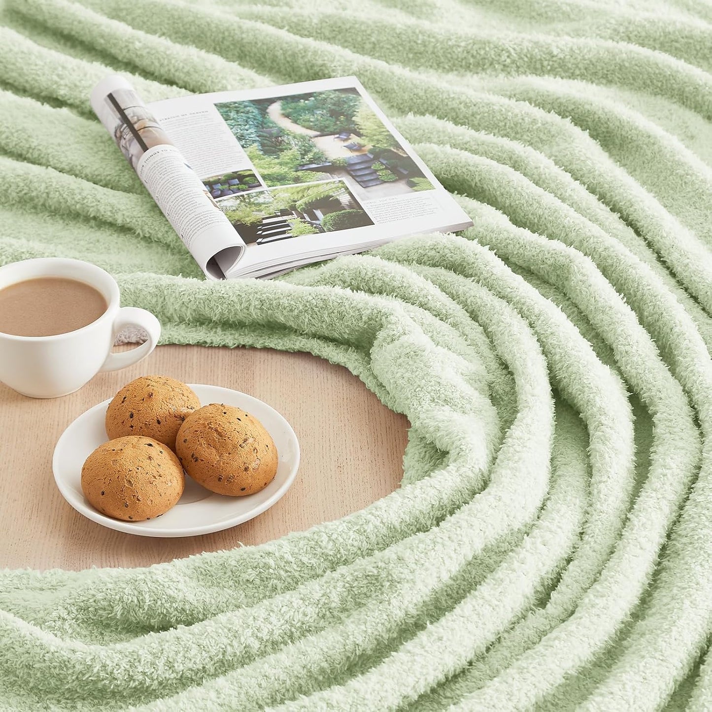 CYMULA Knit Throw Blanket for Mint Green - Super Soft Lightweight Plush Fuzzy Fluffy Cozy Blankets and Throws for Sofa Bed, 60 x 80 inches