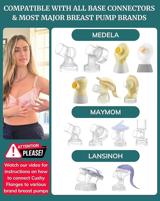 Smaller Cushy Silicone Flanges, Breast Shields - Replacement Pump Parts - for Spectra, Lansinoh, Medela Pumps - Great for Elastic Nipples - Double (2 Pack) - 15mm