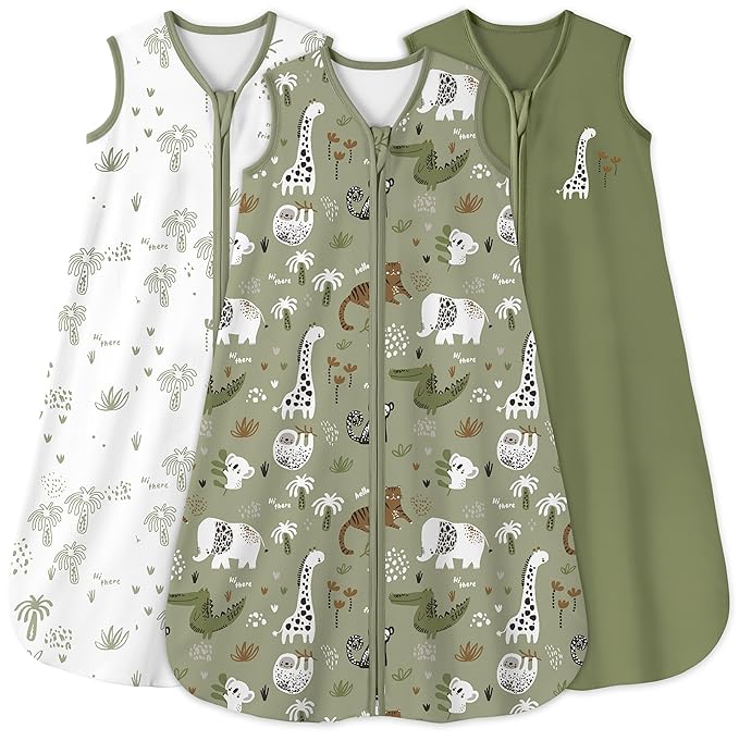 Yoofoss Baby Sleep Sack 0-6 Months 0.5 Tog Wearable Blanket for Baby, 3 Pack 100% Organic Cotton Infant Toddler Sleeping Sack 2-Way Zipper Lightweight Sleep Sack