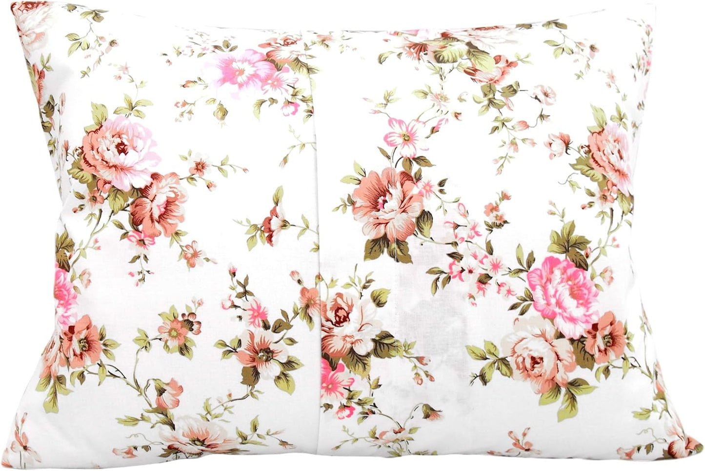 Toddler Pillow Cases 13 x 18 Cotton - Flower Pink Toddler Pillowcase Girl, Rose Girly Pillow Case, Small Travel Pillow Case Flowers - Pink Beige Roses