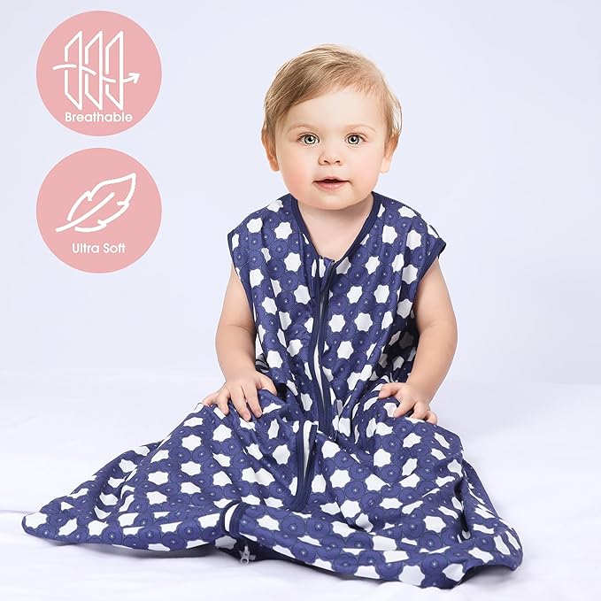 Baby Sleep Sack 18-24 Months 3 Pack Baby Wearable Blanket 100% Rayon Cotton 2-Way Zipper Toddler Sleeping Sack .Comfy Soft Lightweight TOG 0.3 (Elephant&Dinosaur&Hexagon,)