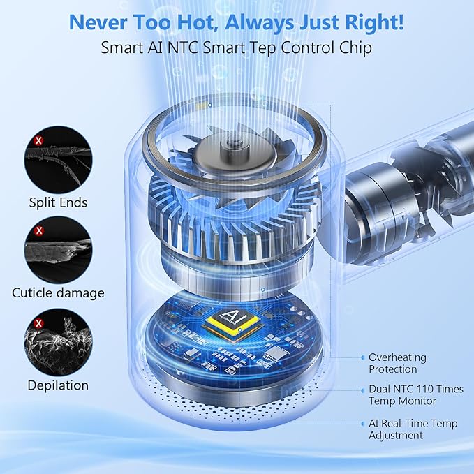 Hair Dryer Blow Dryer, 160000 RPM High-Speed Brushless Motor 500 Millions Negative Ionic Hairdryer for Fast Drying, Low Noise Thermo-Control Hair-Dryer-with-Diffuser for for All Hair Types