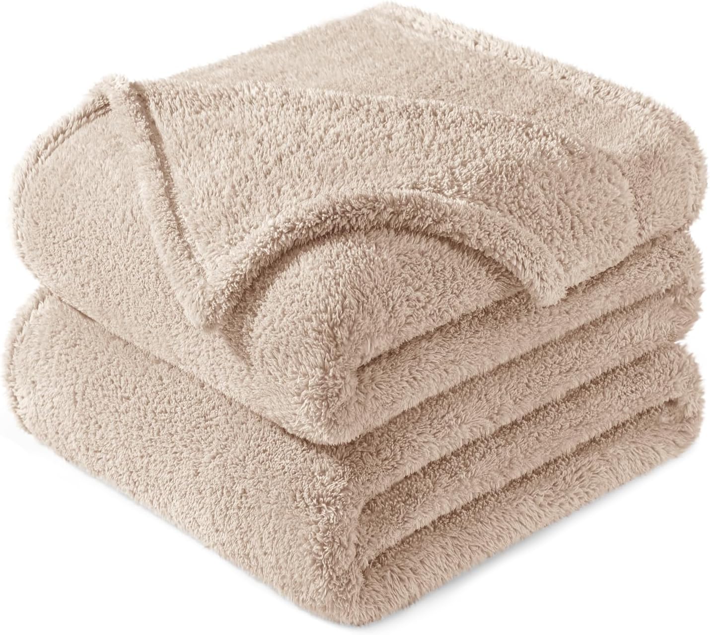 Exclusivo Mezcla Queen Size Flannel Fleece Blanket, Super Soft Velvet Plush Bed Blanket, Fuzzy Cozy and Warm for All Seasons, 90x90 Inches, Camel