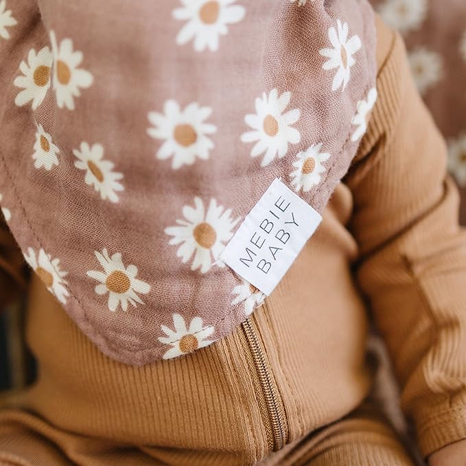 Mebie Baby Muslin Cotton Bib, 3 pack, Baby Bib Set for Burp, Spit Up, Drool, Bandana Bibs for Baby Boy or Baby Girl