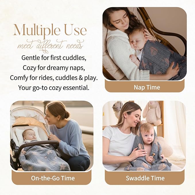 Ultra Soft Muslin Baby Blanket, A Versatile Swaddle and Crib for Babies, Toddlers, Boys, and Girls (1 Pack Ocean)