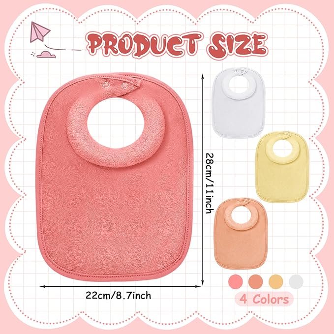 4 Pcs Baby Feeding Bibs for Drooling and Teething Comfi Neck Baby Bib with Padded Collar Absorbent
