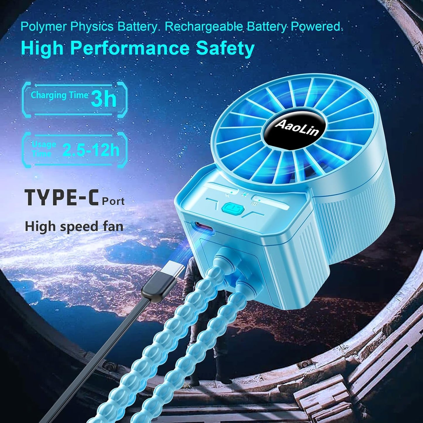 2 Pack Multifunctional Portable Stroller Fan 4 Speed 6600rpm High Speed Usb Rechargeable Personal Mini Handheld Fan Extended Tripod for Desktop Winding Kids Bed Treadmill Bike Golf Cart Outdoor Travel