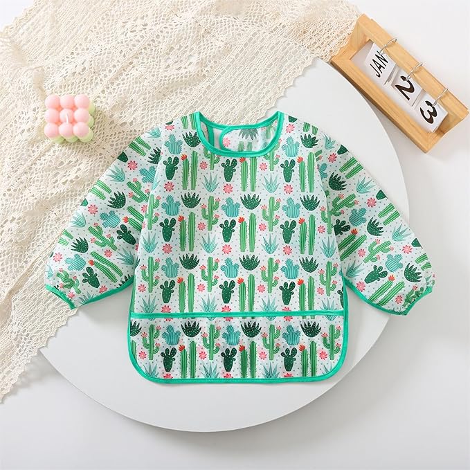 3 Pcs Waterproof Long Sleeves Baby Bibs Weaning Smock Bib 3-24 Months