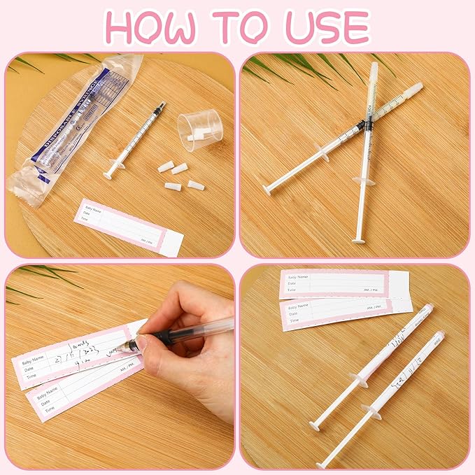 Trelaco Colostrum Collector Kit Include Sterile Sealed Breast Milk Syringes with Caps No Needle Colostrum Syringes Stickers 1 Measuring Cup Harvesting Collection for Breastmilk(100 Sets,1 ml)