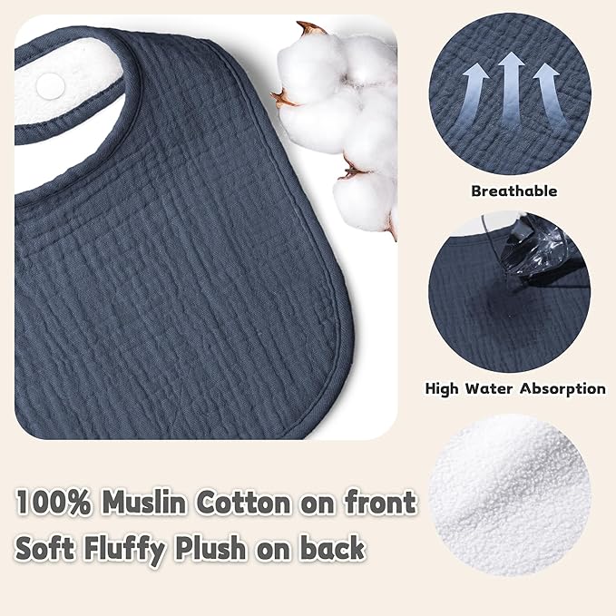 Susurration Muslin Baby Drool Bibs 6Pack Soft Square Adjustable Baby Bandana Bibs for Unisex Girls & Boys