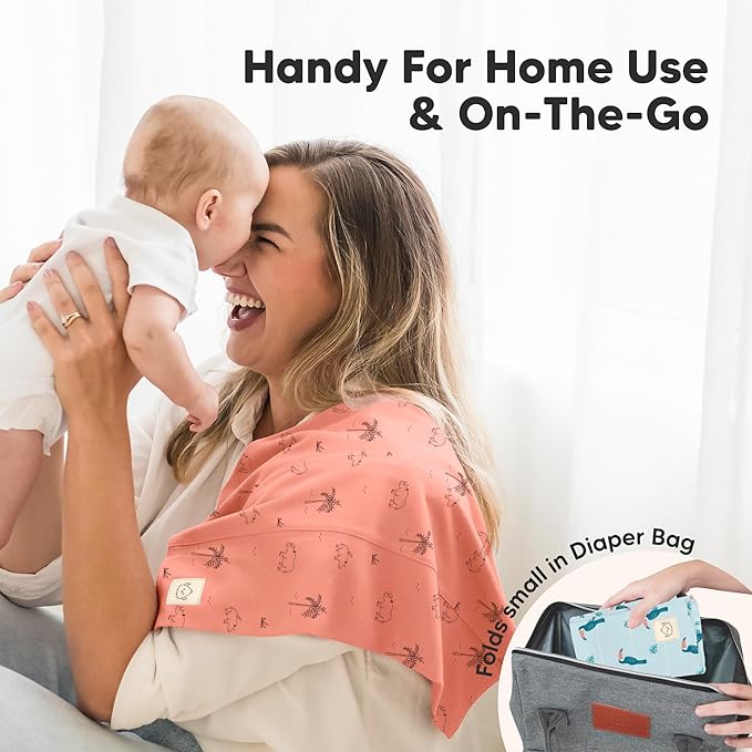 Organic Burp Cloths Baby Boy, Girl - 6-Pack Large Cotton Burping Cloths for Babies, Spit Up Rags, Super Absorbent, Ultra Soft Newborn Rag, Gender Neutral, Machine Washable, Durable (Wildscape)