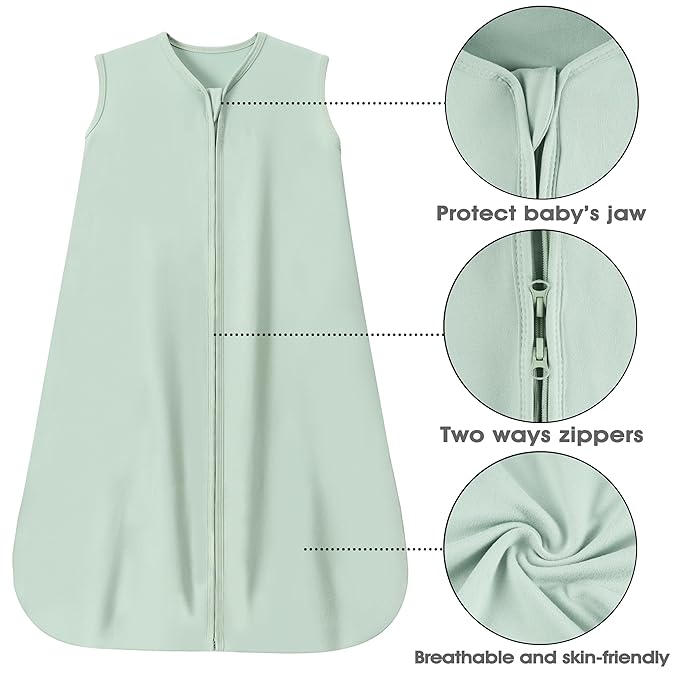 Baby Sleep Sack 18-24 Months Baby Wearable Blanket 100% Rayon Cotton 2-Way Zipper Toddler Sleeping Sack，Comfy Soft Lightweight TOG 0.3