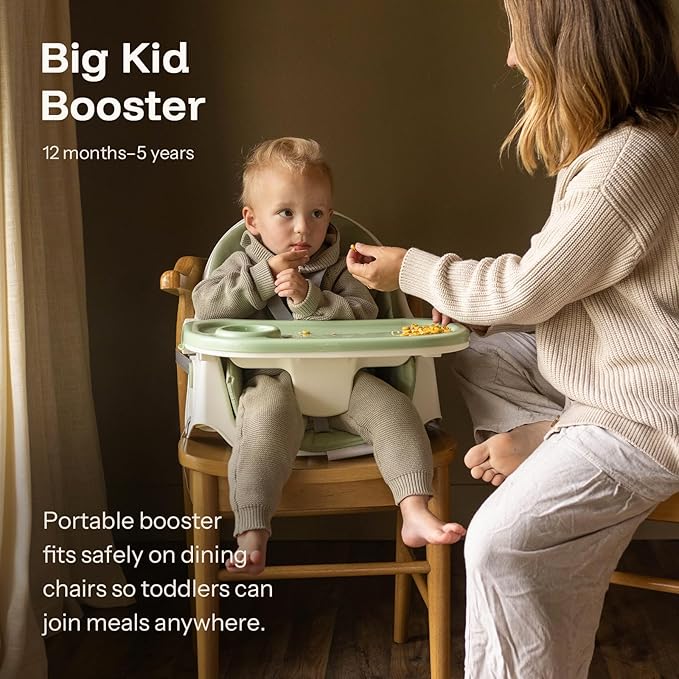 HARPPA 6-in-1 Convertible Baby High Chair for Toddlers, Foldable Highchair with Removable Tray for Eating & Playing, Adjustable 5-Point Safety Harness, Toddler High Chair with PU Cushion, Green