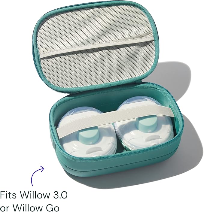 Willow Breast Pump Carrying Case, Teal, Use with Hands Free Wearable Breast Pumps, Ultra Durable Hard Shell Breast Pump Case with Removable Tray, Compact and Discreet