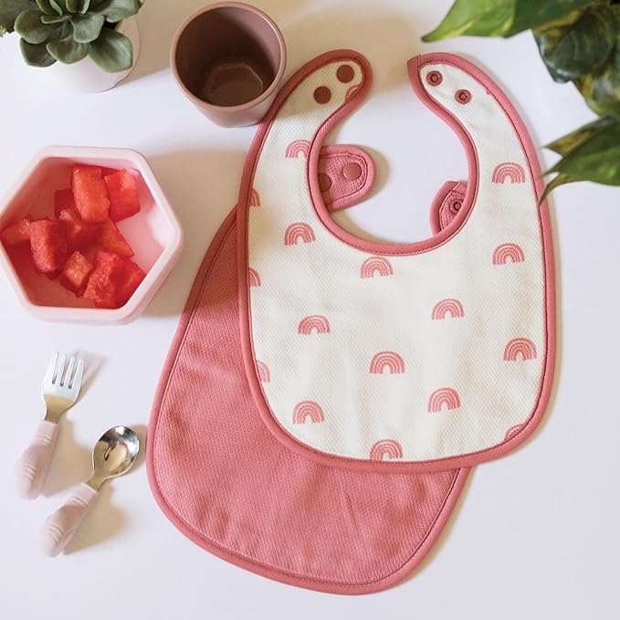 Tiny Twinkle 8 Pack Baby Bibs for Drooling and Teething – Waterproof & Absorbent Bibs for Baby Girl & Boy, Machine Washable Infant Bib Set for Newborns and Toddlers (Girl Print 8-Pack)