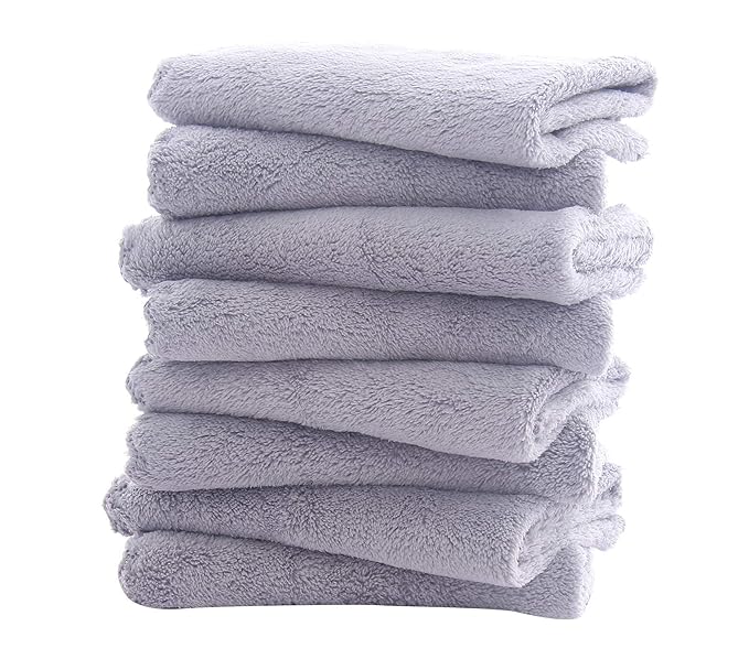 8 Pack Burp Cloths for Baby - 20" by 10" Ultra Absorbent Burping Cloth, Hand Washcloths, Newborn Towel - Milk Spit Up Rags - Burpy Cloths for Unisex, Boy, Girl - Burp Cloths Set (Grey)