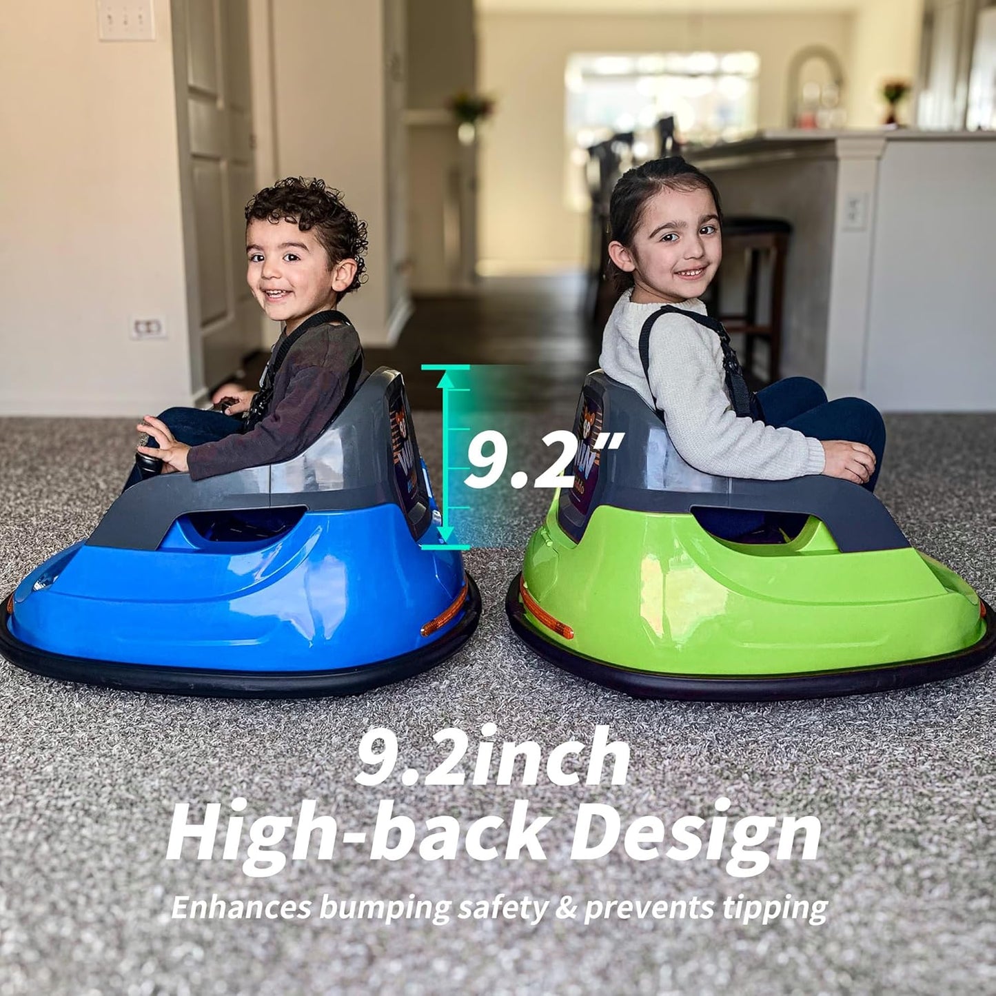 12V Kids Bumper Car, Electric Baby Bumper Car for Toddlers with Remote Control, 3 Speeds - Green