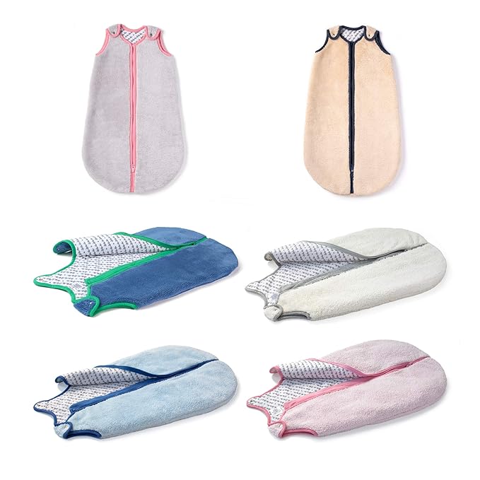 baby deedee Sleep Nest Teddy Baby Sleeping Bag, Gray Bubble Gum, Large (18-36 Month)