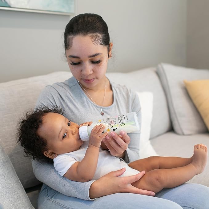 Dr. Brown's Natural Flow Anti-Colic Options+ Narrow Baby Bottle, Bear & Owl, 8 oz/250 mL, with Level 1 Slow Flow Nipple, BPA Free, 0m+, 2-Pack