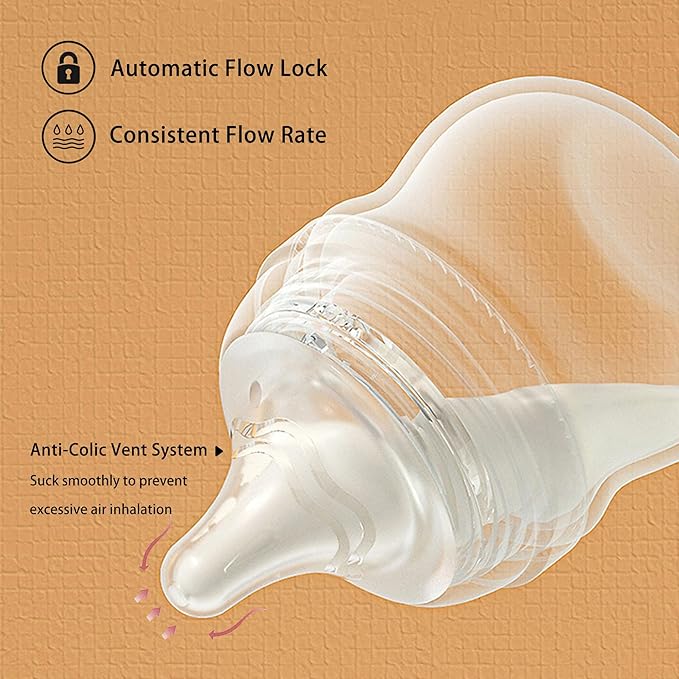 Silicone Bottle Nipple, Anti Colic Nipples for Baby, Natural Feel, LL, 9 Months+, 4 Counts