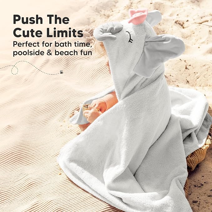 KeaBabies Organic Baby Towel with Hood for Girls, Boys - Soft, Absorbent, 100% Cotton Hooded Baby Towels for Newborns, Infants, Large Hooded Bath Towels for Babies, Kids, Toddler 1-3 (Ella)