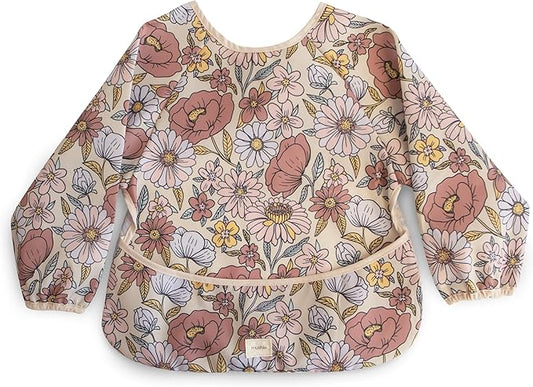 mushie Long Sleeve Baby Bib | Water Resistant Adjustable Fit for Ages 6-24 Months