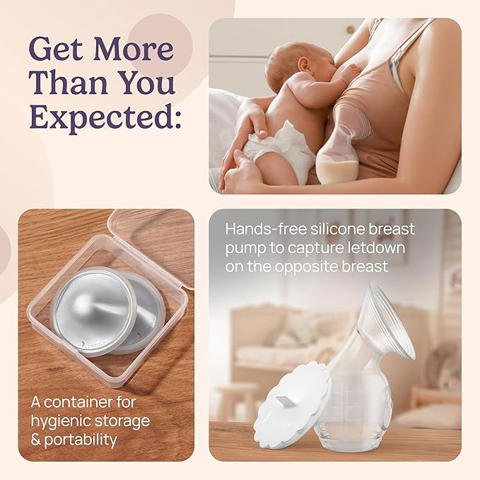 Silver Nipple Covers Breastfeeding: Pure 999 Silver Nipple Shield | Silver Nursing Cups w/Breast Shields, Hands-Free Breast Pump (Silver and Transparent Silicone, L - 1.8x0.6)