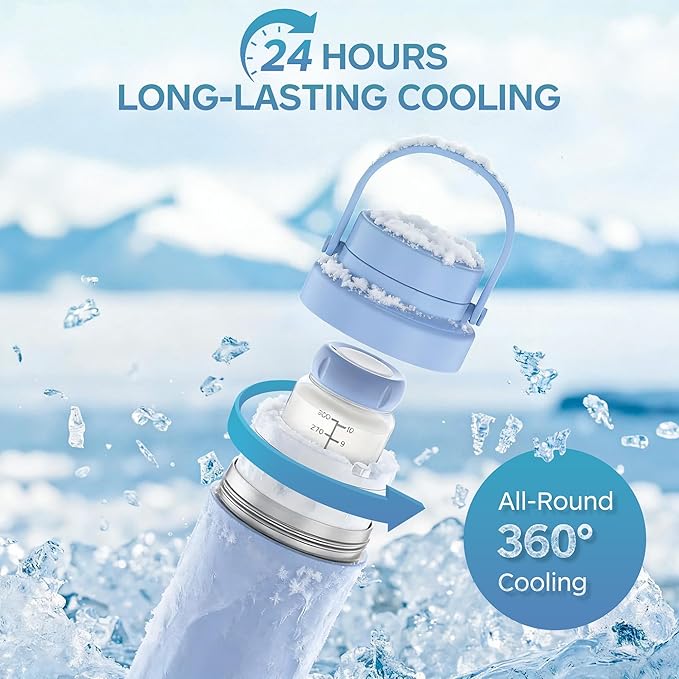 22oz Breastmilk Cooler Bottle for Outdoor, 24 Hours All-Day Cooling& Leak-Proof Seal, Larger Capacity Travel Breastmilk Chiller with 2pcs Baby Bottles for Breastmilk Storage, Baby Feeding Essentials