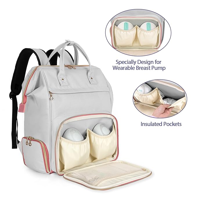 Damero Wearable Breast Pump Backpack Bag with Cooler, Compatible with Willow, Elvie and Momcozy Breast Pump, with Laptop Sleeve for Working Moms, Patent Pending