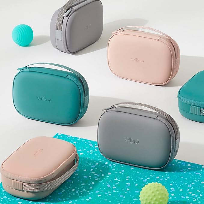 Willow Breast Pump Carrying Case, Teal, Use with Hands Free Wearable Breast Pumps, Ultra Durable Hard Shell Breast Pump Case with Removable Tray, Compact and Discreet
