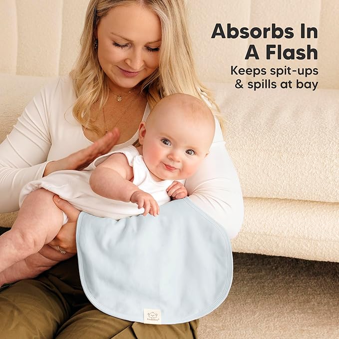 KeaBabies 4-Pack Baby Burp Cloths Baby Girl, Boy - Organic Cotton Burp Cloth, Extra Large, Absorbent, Soft Burping Cloths & Bibs Set for Babies, Newborn Burp Clothes, Thick Burp Rags (Flora Dew)