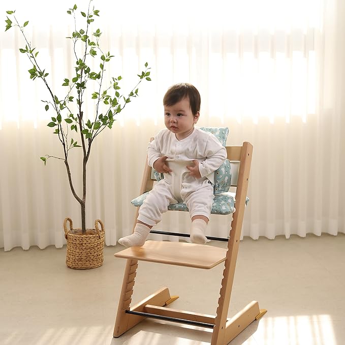 Waterproof & Compatible Stokke Tripp Trapp Cushion Set for Newborn Baby - Easy to Clean Stokke Tripp Trapp Newborn Set - 100% Cotton Stokke High Chair Cushion Set (Mint Bunny / 49.5 Counts)