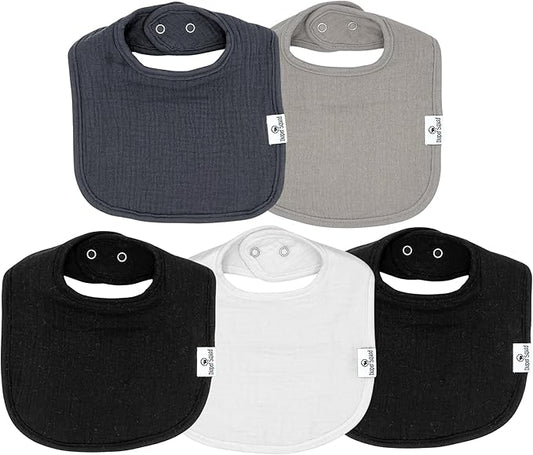 DiaperSquad's Baby Bibs for Drooling and Teething, Bibs for Boys, Baby Girl - Solid Cotton Baby Drool Bibs