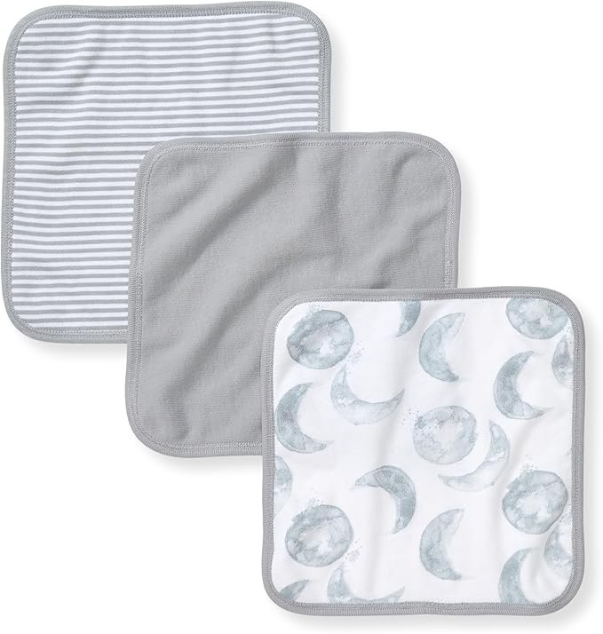 Burt's Bees Baby Infant Washcloths, 100% Organic Cotton, Soft and Super Absorbent Knit Terry & Woven Terry Wash Cloth
