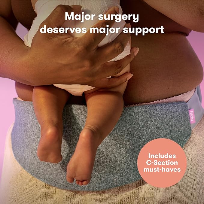 Frida Mom 30pc Pre-Packed Hosptial & Baby Essentials Travel Bag, Includes C-Section Delivery & Recovery Must Haves, & Newborn Grooming Kit, Easy to Organize, Removable Toiletry Bags & Suitcase Strap