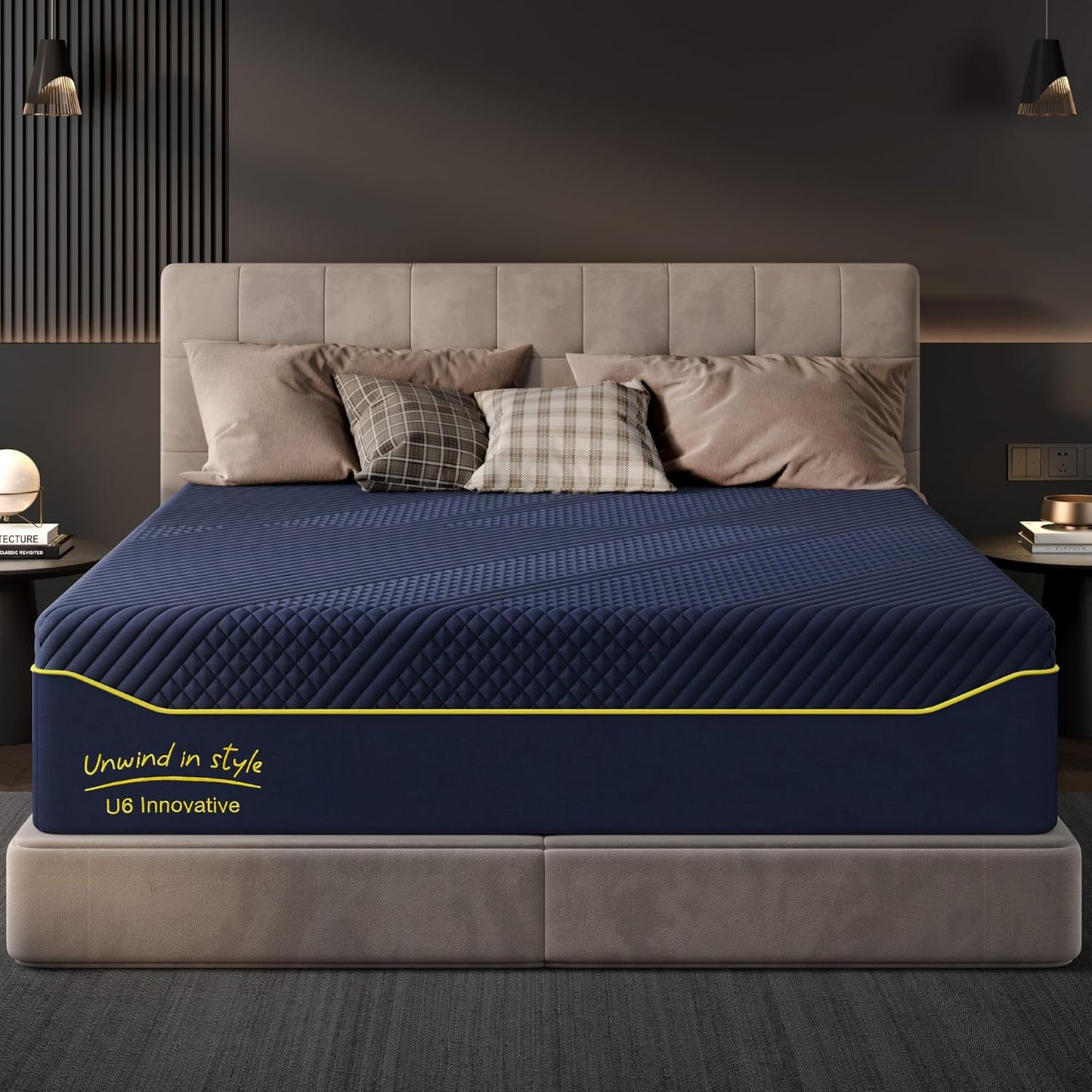 10 Inch Gel-Infused Memory Foam Mattress King Size,Medium Soft with Removable Washable Cover Cooling Gel Bed in a Box,CertiPUR-US Certified,80"X76"X10" Navy Blue