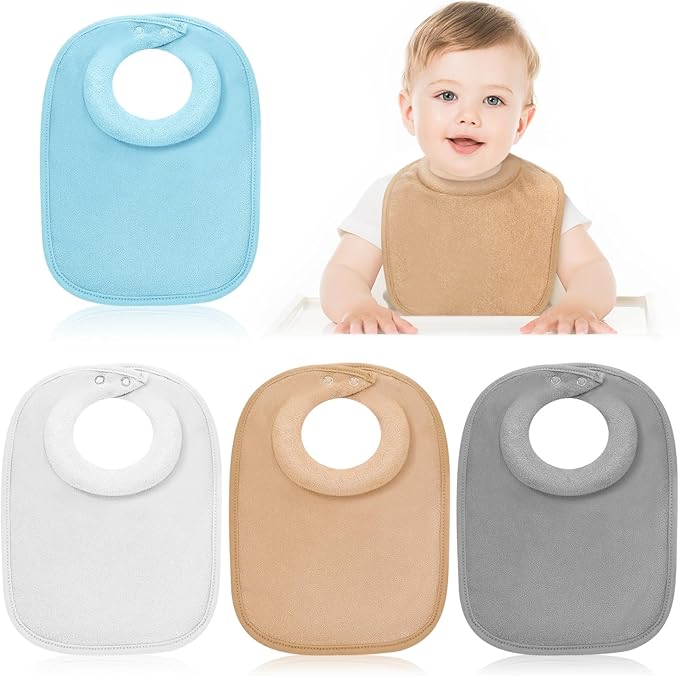 4 Pcs Baby Feeding Bibs for Drooling and Teething Comfi Neck Baby Bib with Padded Collar Absorbent