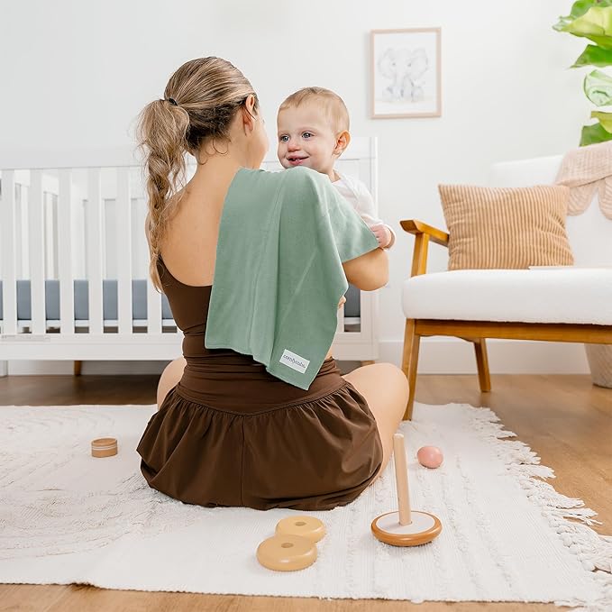 Comfy Cubs Baby Burp Cloths Set (Pack of 10) - Large, 6-Layer, Ultra Absorbent 100% Cotton for Infant Spit-Up, Drool, and Messes - Soft, Gentle, Thoughtful New Born Baby Gifts, Fern