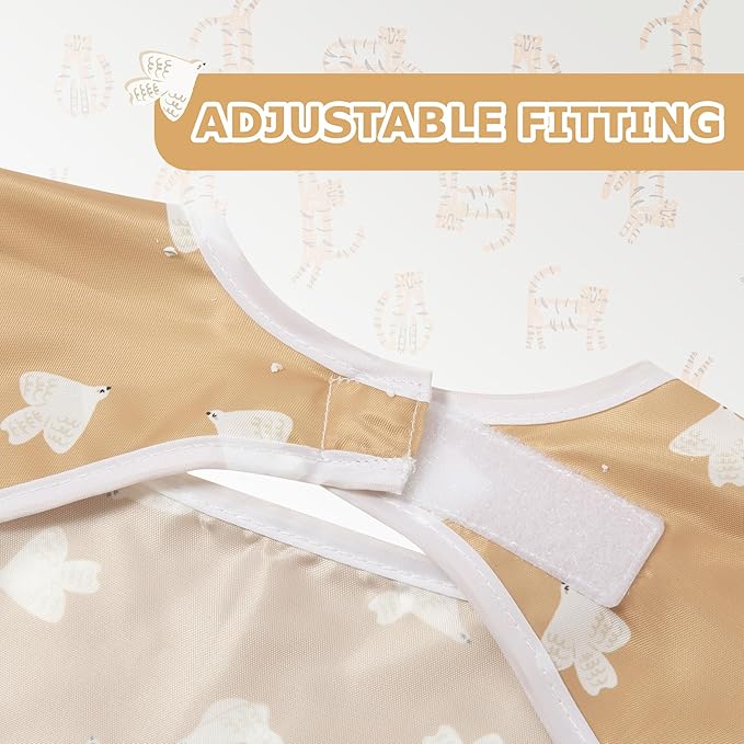 Little Dimsum Baby Bib with Pocket Waterproof Toddler Bibs Infant Feeding Bibs for Boys and Girls, Pack of 2 Colors