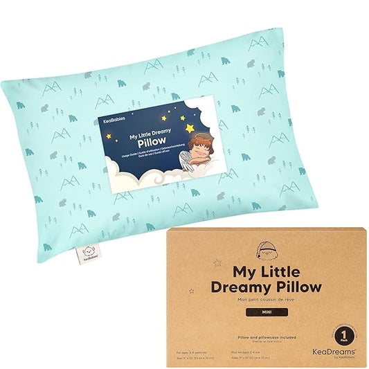 Mini Toddler Pillow with Pillowcase - 9x13 My Little Dreamy Travel Kids Pillow for Sleeping, Toddler Bed, Small, Tiny, Organic Cotton Pillowcase, Soft & Breathable, Kids 2-4 Years Old (Polar)
