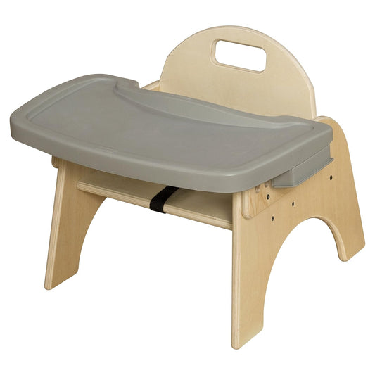 7" H Wooden Stackable Feeding Chair with Removable Tray and 3 Point Harness, Suitable for 12-18 Months Babies Dining & Studying Needs [Fully Assembled]