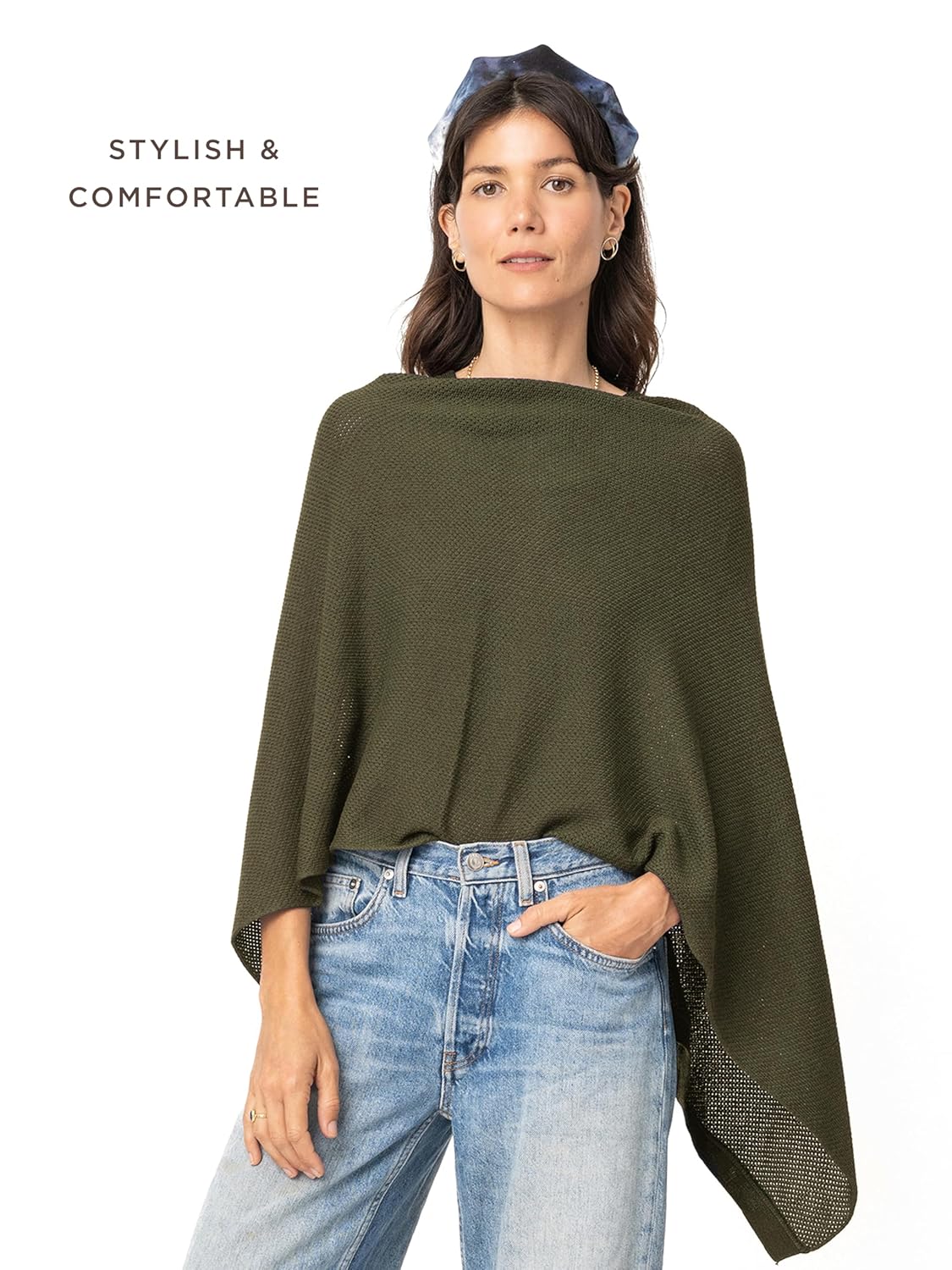 We are Amma | The Cocoon™ - Newborn Essentials Must Haves: Nursing Cover for Breast Feeding Essentials | Nursing Sweater Used as Breastfeeding Cover (Olive, One Size)