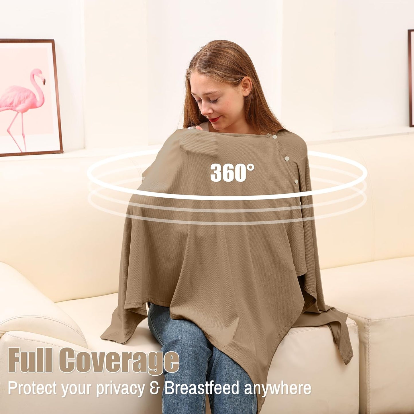 Nursing Cover for Breastfeeding- Viscose from Bamboo Ribbed Covers for Baby Breast Feeding, Full Coverage Privacy, Soft & Breathable Nursing Covers, Multi-Use Shawl Car Seat Cover